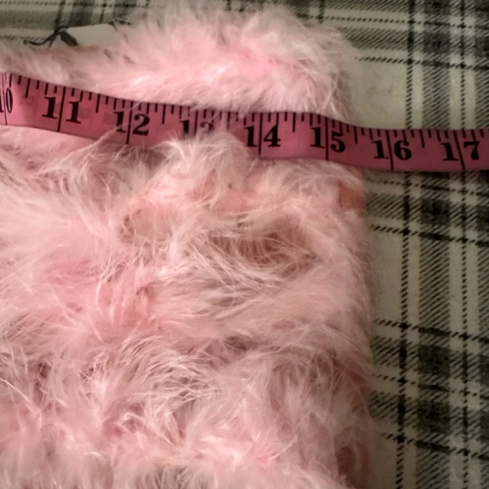 I Saw It First Blush Pink Feather Front Kawaii Bandeau Tube Cropped Top NWOT 10‎ - Picture 11 of 14